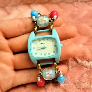 Pink and blue watch